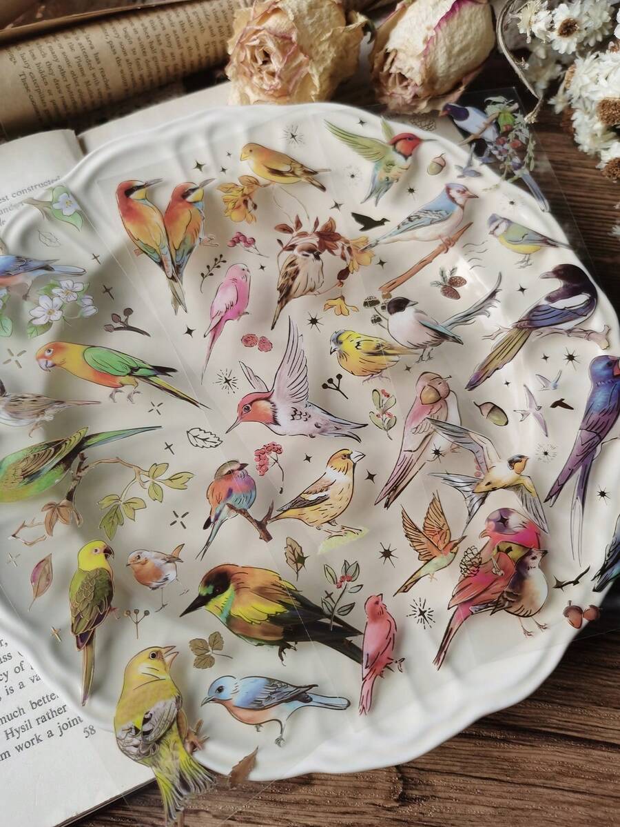 3 miếng dán hình con chim các loại, miếng dán trang trí đa năng sáng tạo cho nghề thủ công DIY, trang trí, tài khoản cầm tay - Nhiều màu - Xem 1