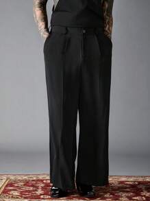 Manfinity RebelGame Quần Nam Nút Túi Dây kéo màu trơn Giải trí - màu đen - Xem 7