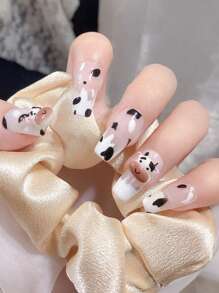 10 piezas Decoración de uñas con dibujos animados con diseño de vaca - Multicolor - Ver 1