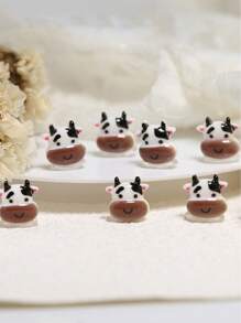 10 piezas Decoración de uñas con dibujos animados con diseño de vaca - Multicolor - Ver 4