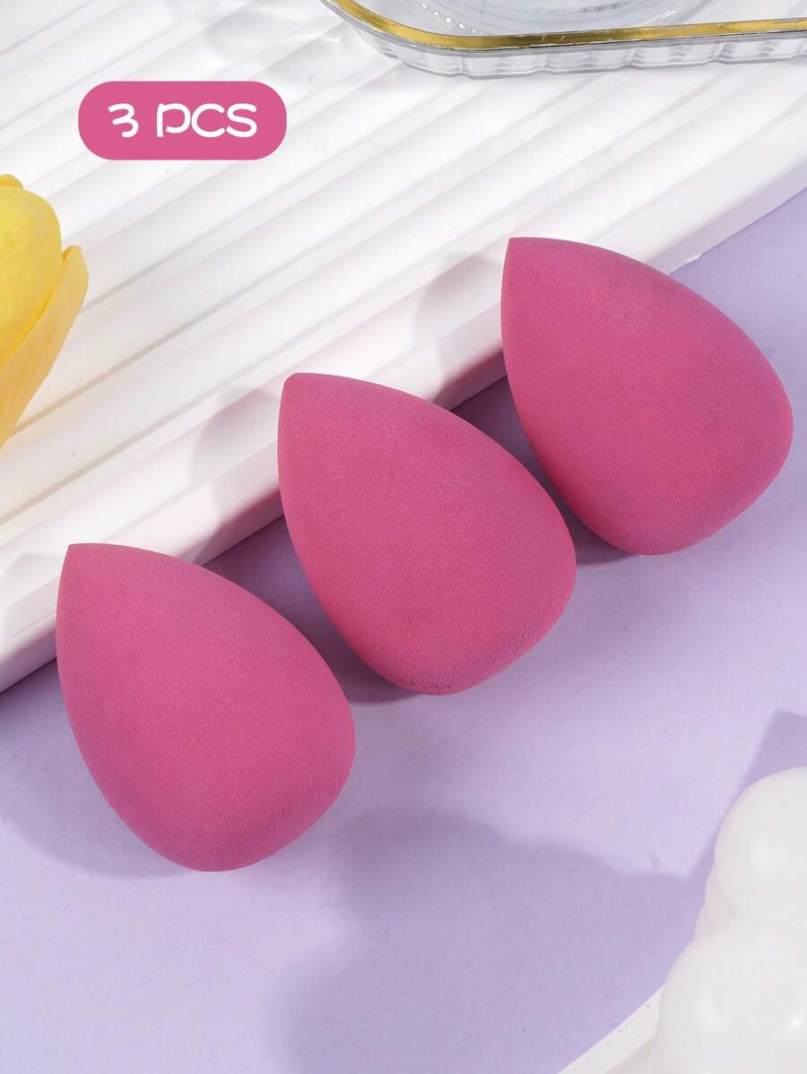3pcs Makeup Beauty Egg Set - Hot Pink - View 1