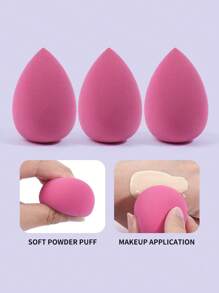 3pcs Makeup Beauty Egg Set - Hot Pink - View 2