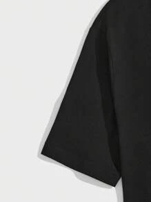 RueChic Men Letter Graphic Tee & Shorts - màu đen - Xem 3