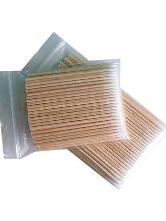 一次性超小棉籤刷不起毛微型木質化妝刷睫毛延長膠去除指甲工具