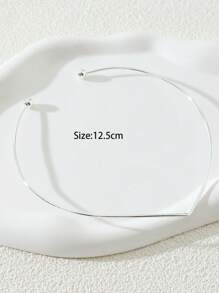 1入組時尚球裝飾開口頸鏈適合女士日常裝飾 - 銀色 - 查看 3