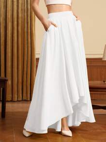 Francesca Lazzari Designer Boho Bohemian High Waist Asymmetrical Hem Elegant Skirt, For Summer, Holiday, Party, Vacation, Beach, Festival, Ibiza Fits