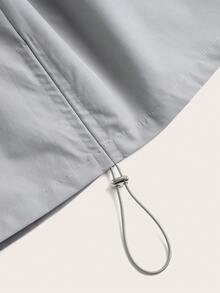 SHEIN ICON Solid Drawstring Waist Cargo Skirt - Grey - View 3