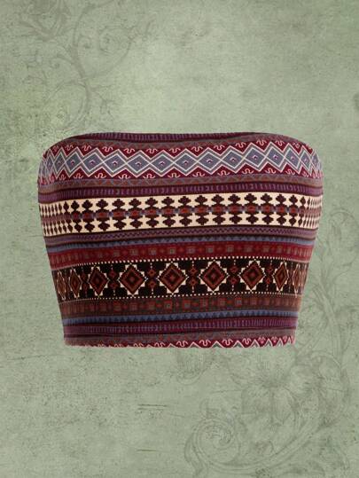 Hippie Geo Print Crop Tube Top