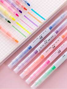 6支混色雙頭熒光筆基礎多用途熒光筆適用於繪畫、書寫、手帳 - 彩色 - 查看 3