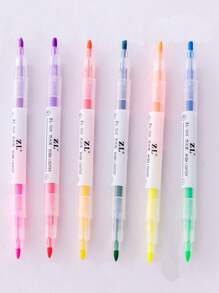 6支混色雙頭熒光筆基礎多用途熒光筆適用於繪畫、書寫、手帳 - 彩色 - 查看 4