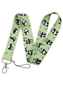 1入組卡通熊貓圖案長掛繩，可愛多用途掛繩，適用於ID徽章錢包 - 彩色 - 查看 1