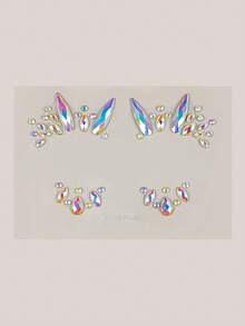 1 hoja Pegatina tatuaje facial luminoso con diamante de imitación para fiesta - Multicolor - Ver 3