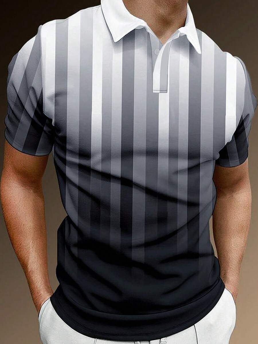 Manfinity LEGND Men Striped Print Polo Shirt - Multicolor - View 1