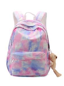 TINYAT 2pcs Bag Set, Pink Classic Backpack Lightweight Multi-Functional Women's Combination Bag School Bag Set For Graduate, Teen Girls, Freshman, Sophomore, Junior & Senior In College, University & High School, Perfect For Outdoors ,Travel & Back To School - Pink - View 2