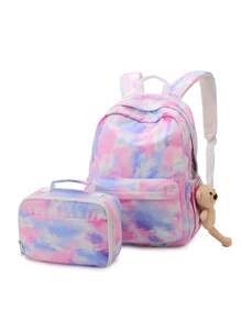 TINYAT 2pcs Bag Set, Pink Classic Backpack Lightweight Multi-Functional Women's Combination Bag School Bag Set For Graduate, Teen Girls, Freshman, Sophomore, Junior & Senior In College, University & High School, Perfect For Outdoors ,Travel & Back To School - Pink - View 1