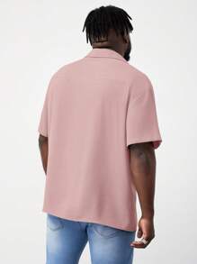 EASEVO 男士素色前紐扣襯衫 - 粉色 - 查看 2