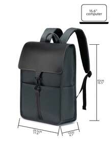 Two Tone Flap Backpack Medium For Business School Backpack Back To School Laptop Backpack Large Backpack Black Bag - Black - View 2