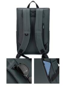 Two Tone Flap Backpack Medium For Business School Backpack Back To School Laptop Backpack Large Backpack Black Bag - Black - View 3