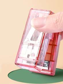 huachi 1pc Solid Color Stapler & 1box Staple, Simple Multi-purpose Stapler For Office, School - Pink - View 5