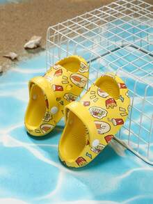 garotos Tamancos ventilado carta gráfica escavar multidirecional vestir fofo para exterior - Amarelo - Ver 2