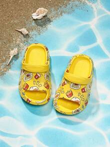 garotos Tamancos ventilado carta gráfica escavar multidirecional vestir fofo para exterior - Amarelo - Ver 3