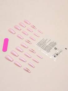 Trở nên quyến rũ với 24 chiếc Bộ móng tay giả họa tiết chữ cái dài phong cách Pháp cho nữ - Nhiều màu - Xem 2