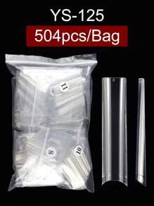 504片長方形半透明水管形假指甲套裝，美甲必備用品 - 無色 - 查看 8