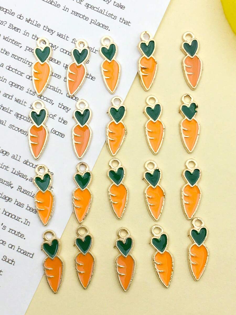 20入組/套創意鋅合金胡蘿蔔DIY吊墜適合女士DIY首飾製作 - 黃色 - 查看 1