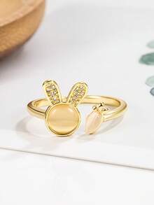 Cincin Manset Dekorasi Kelinci - Emas - View 2