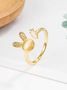 Cincin Manset Dekorasi Kelinci - Emas - View 3
