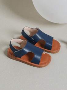Boys Hook-and-loop Fastener Minimalist Flat Sandals For Summer - Navy Blue - View 3