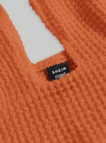 SHEIN SunnyBelle 大碼流蘇邊十字交叉後背繫帶掛脖上衣 - 亮橙色 - 查看 3