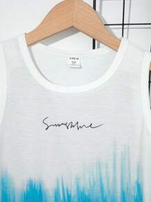 SHEIN 男孩字母圖案撞色背心上衣 - 彩色 - 查看 4