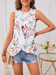 SHEIN LUNE Top tank con estampado floral bajo girante - Multicolor - Ver 2