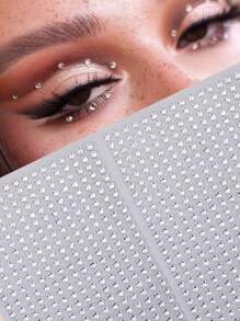 STARTTOOS 2pcs 3d Simulation Shiny Silver Small Rhinestone Face Jewel Stickers For Diy Facial Makeup, Music Festivals, Y2k Parties, Dance Parties, Etc. - White - View 1