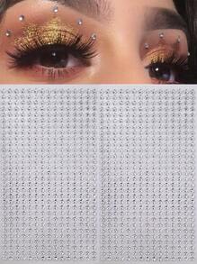 STARTTOOS 2pcs 3d Simulation Shiny Silver Small Rhinestone Face Jewel Stickers For Diy Facial Makeup, Music Festivals, Y2k Parties, Dance Parties, Etc. - White - View 2