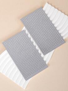 STARTTOOS 2pcs 3d Simulation Shiny Silver Small Rhinestone Face Jewel Stickers For Diy Facial Makeup, Music Festivals, Y2k Parties, Dance Parties, Etc. - White - View 3