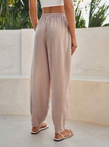 Bohemela Solid Slant Pocket Carrot Trousers - Apricot - View 2