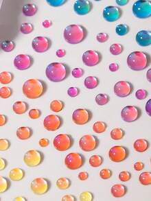 盒圓形彩虹美人魚泡泡珠美甲裝飾，彩虹色 - 彩色 - 查看 2
