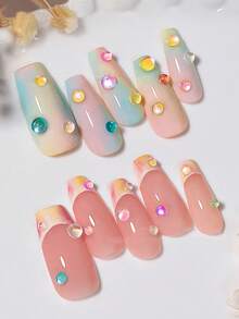 盒圓形彩虹美人魚泡泡珠美甲裝飾，彩虹色 - 彩色 - 查看 4