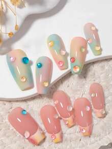 盒圓形彩虹美人魚泡泡珠美甲裝飾，彩虹色 - 彩色 - 查看 5