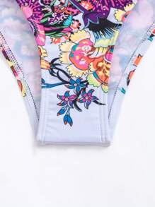 SHEIN Swim Bộ bikini bó họa tiết hoa mùa hè tương phản - Nhiều màu - Xem 7