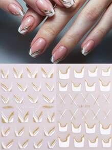 FULL BEAUTY 2sheets Glitter Striped Nail Art Sticker Nail Stickers DIY - Multicolor - View 1