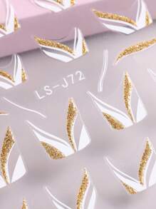 FULL BEAUTY 2sheets Glitter Striped Nail Art Sticker Nail Stickers DIY - Multicolor - View 2