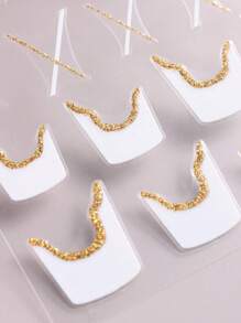 FULL BEAUTY 2sheets Glitter Striped Nail Art Sticker Nail Stickers DIY - Multicolor - View 3