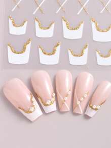 FULL BEAUTY 2sheets Glitter Striped Nail Art Sticker Nail Stickers DIY - Multicolor - View 4