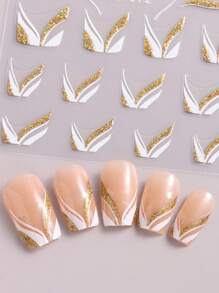 FULL BEAUTY 2sheets Glitter Striped Nail Art Sticker Nail Stickers DIY - Multicolor - View 5