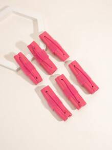 Sponge Foam Hair Roller Set, 6pcs Plastic Flexible Hair Braiding Tool With Elastic Rope For All Hair Types - Pink - View 1