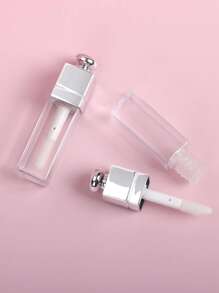 2 piezas Botella mini transparente plateada de 3ml de brillo de labios, tinte de labios, bálsamo labial - Plateado - Ver 6