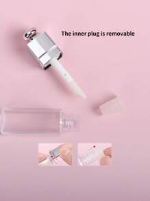 2 piezas Botella mini transparente plateada de 3ml de brillo de labios, tinte de labios, bálsamo labial - Plateado - Ver 3